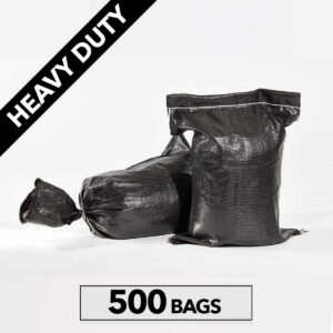 Heavy Duty PP Sandbags, Black (Polypropylene), 500ct