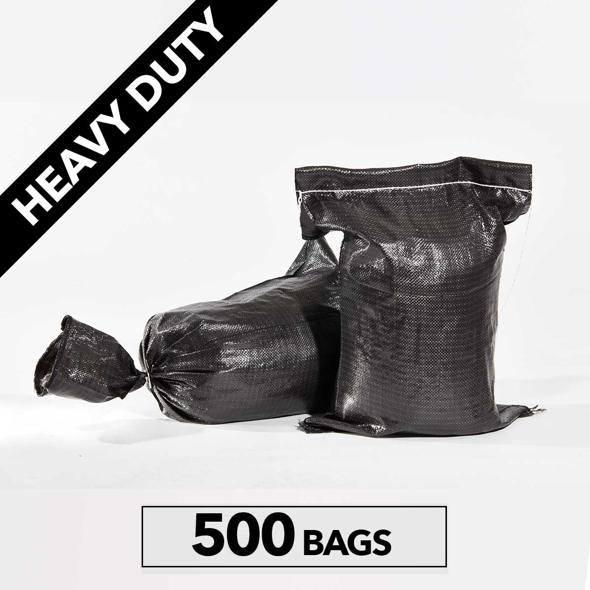 Heavy Duty PP Sandbags, Black (Polypropylene), 500ct